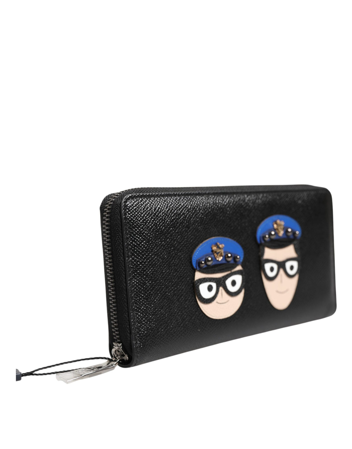 Portefeuille continental zippé en cuir noir Dolce &amp; Gabbana pour homme #DGFAMILY