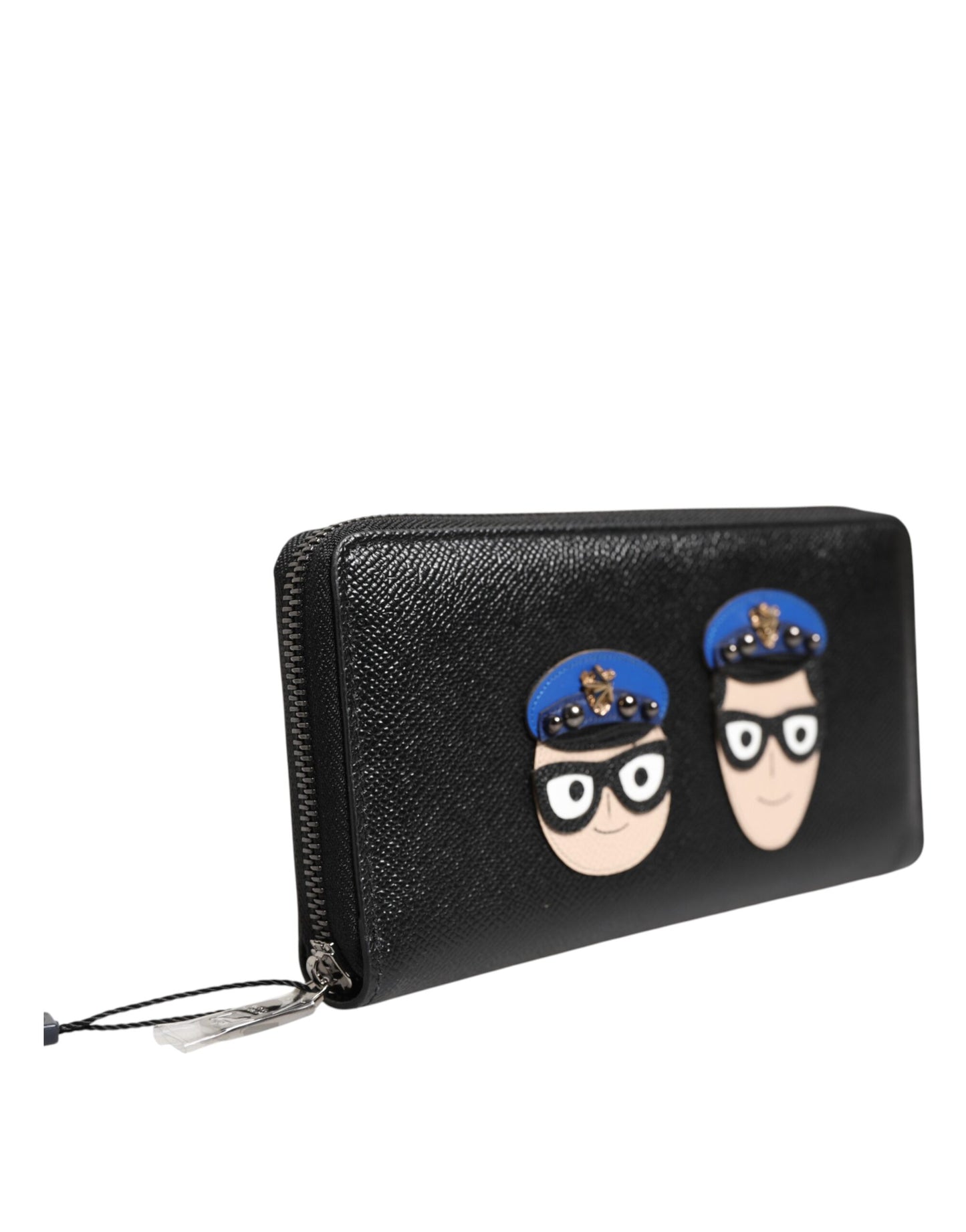 Portefeuille continental zippé en cuir noir Dolce & Gabbana pour homme #DGFAMILY