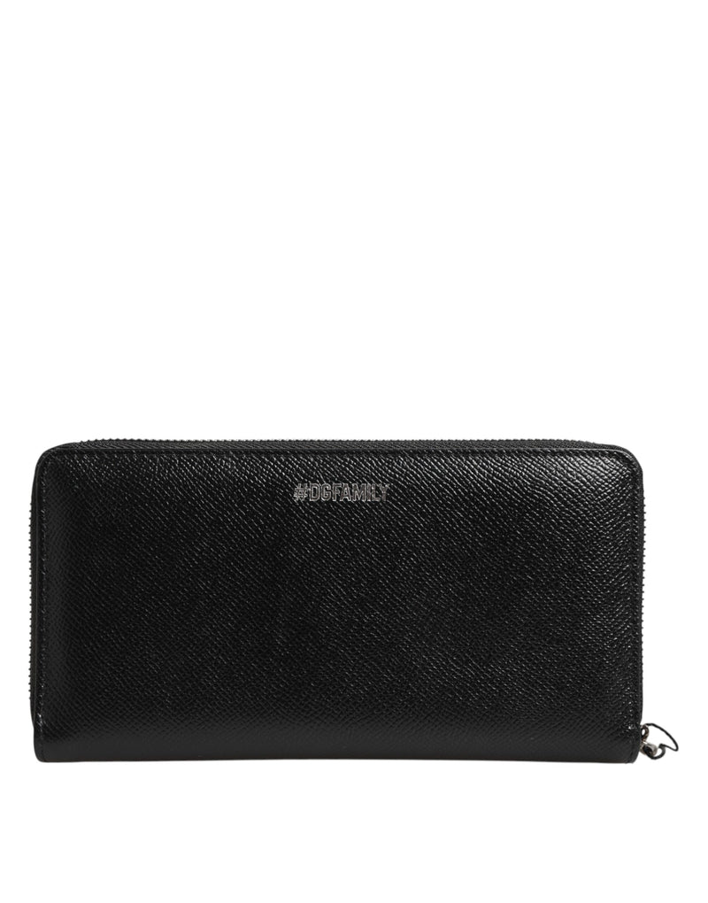 Dolce &amp; Gabbana Zwarte Leren #DGFAMILY Rits Continental Heren Portemonnee