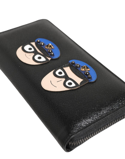 Portefeuille continental zippé en cuir noir Dolce & Gabbana pour homme #DGFAMILY