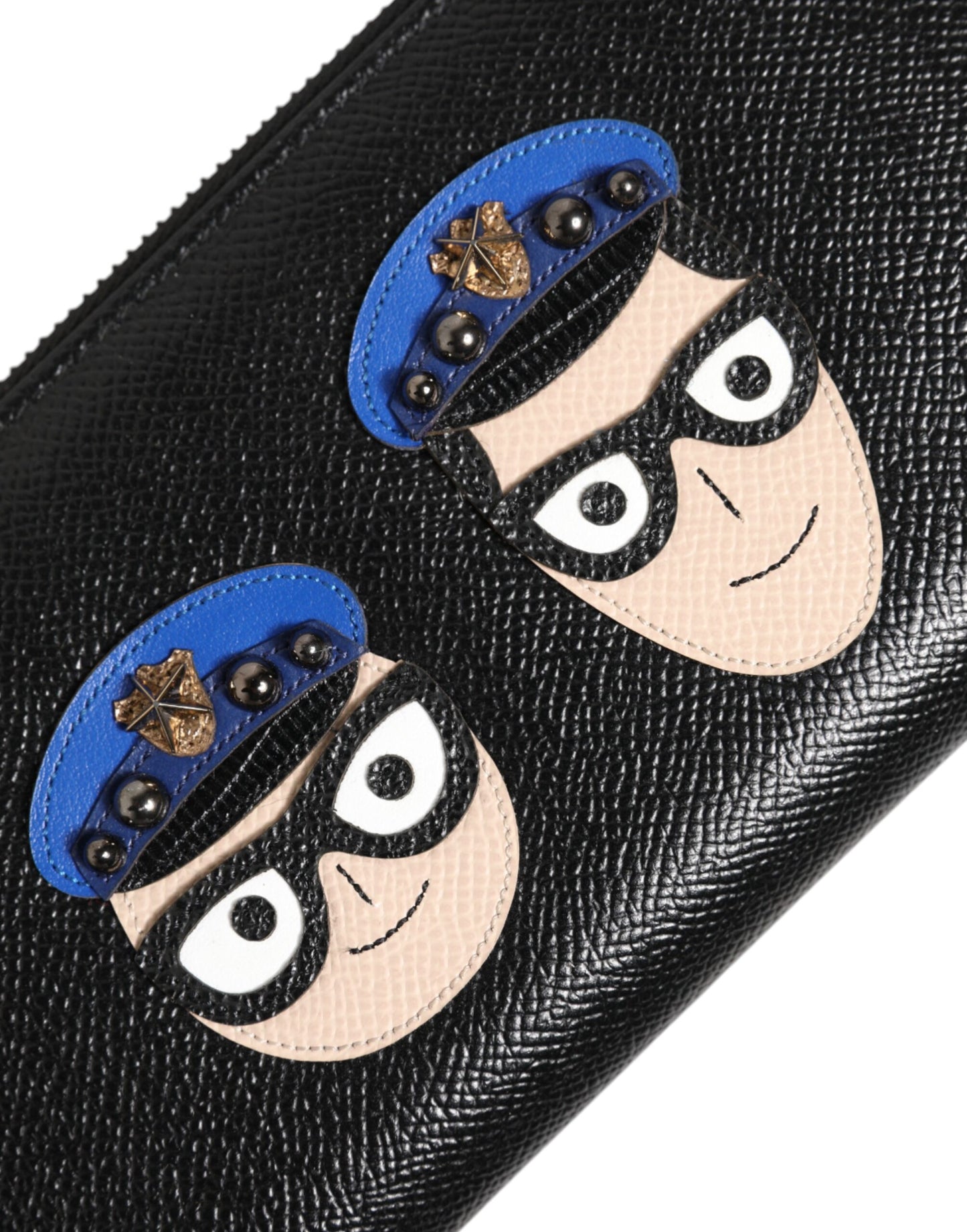 Portefeuille continental zippé en cuir noir Dolce & Gabbana pour homme #DGFAMILY