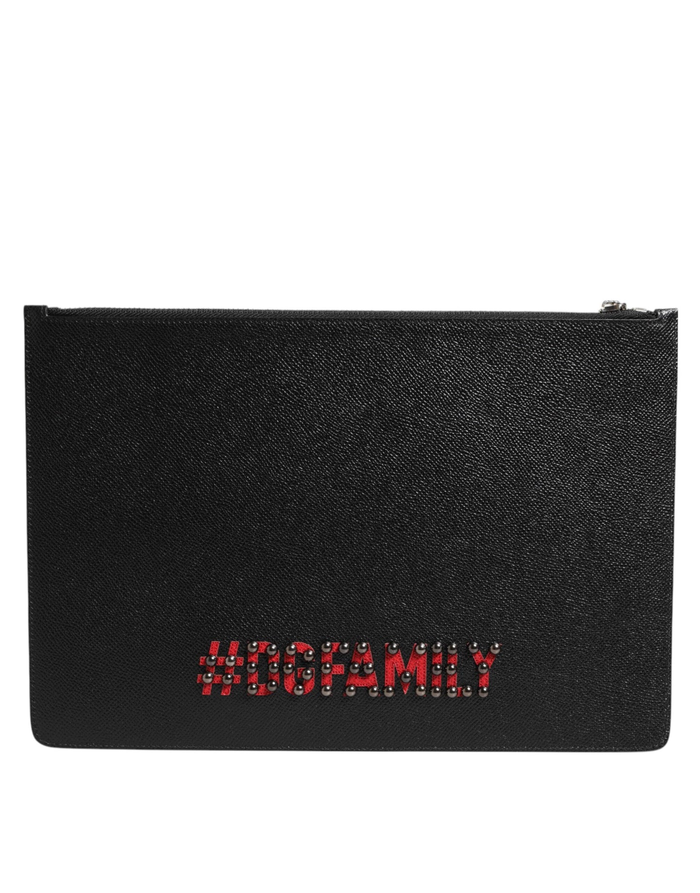 Pochette homme en cuir noir Dolce & Gabbana #DGFAMILY, ornements.