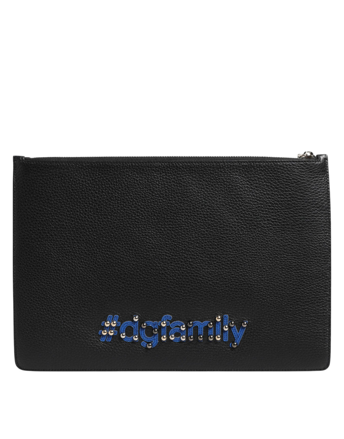 Pochette homme en cuir noir Dolce & Gabbana #DGFAMILY, ornements.