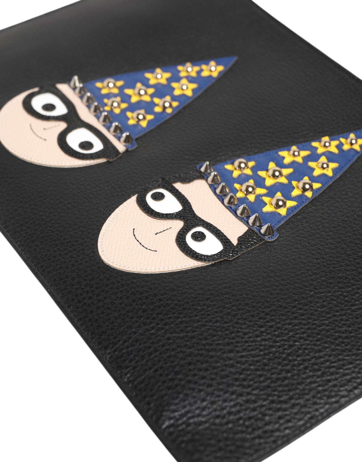 Pochette homme en cuir noir Dolce & Gabbana #DGFAMILY, ornements.