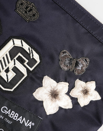 Dolce & Gabbana Blue DG Logo Patch Embellished Pouch Clutch Men Borse Bag