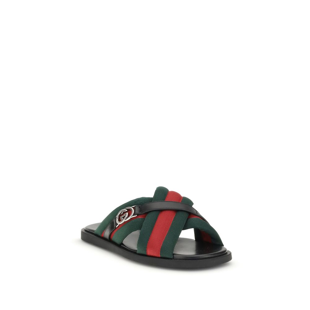 Sandales Gucci Web avec logo GG entrelacé