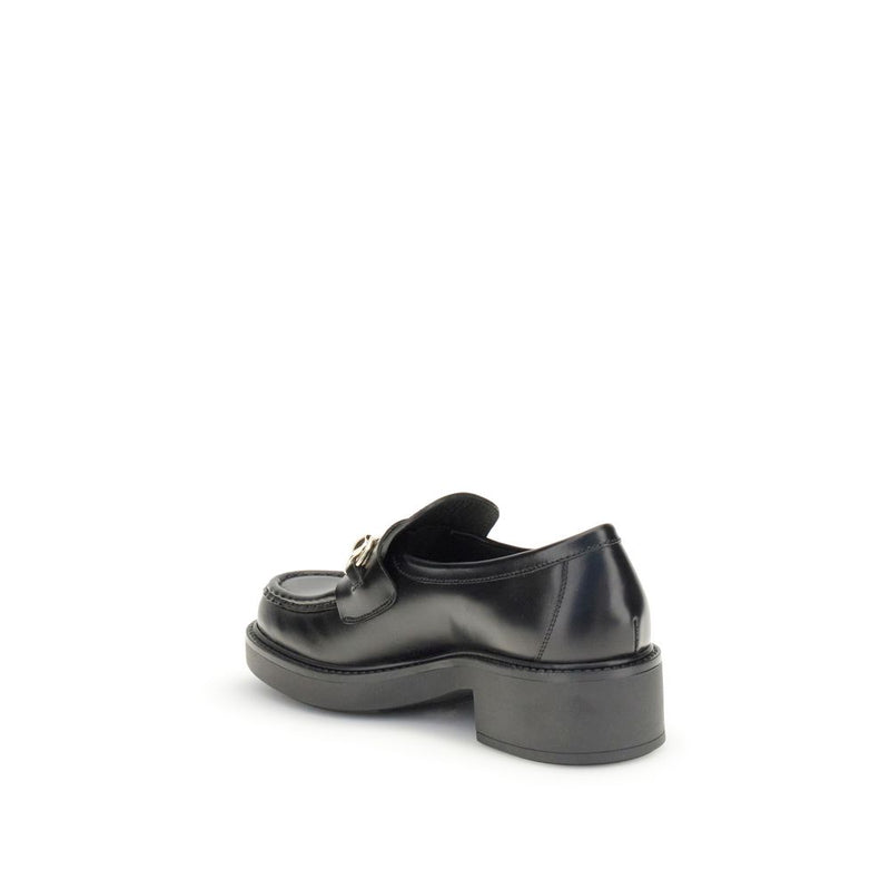 Gucci Black Calf Leather Bos Taurus Slip-On Loafers