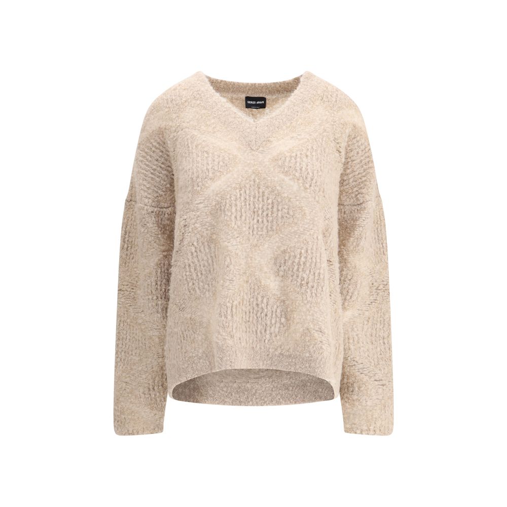Pull en cachemire et alpaga à col en V de Giorgio Armani