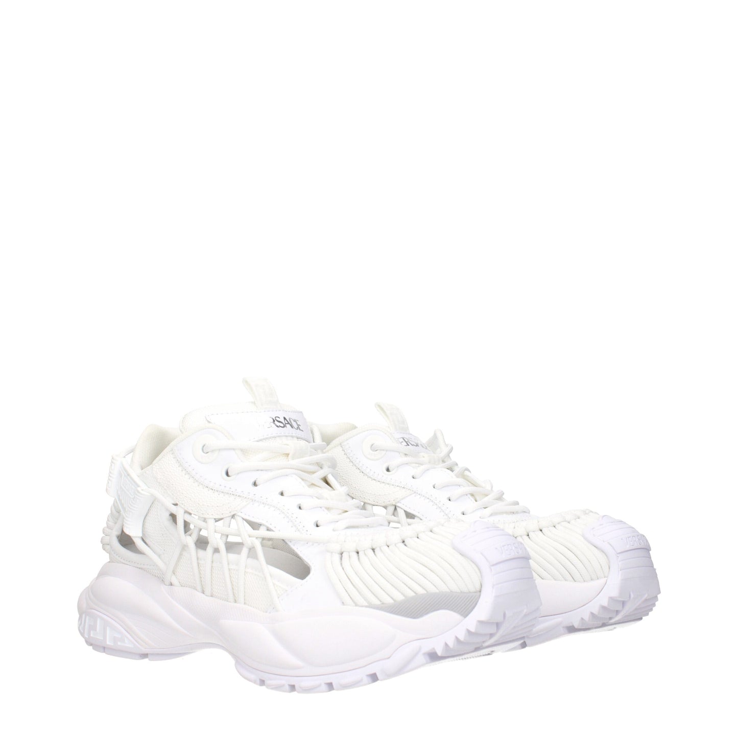 Sneakers de sport en cuir blanc Versace