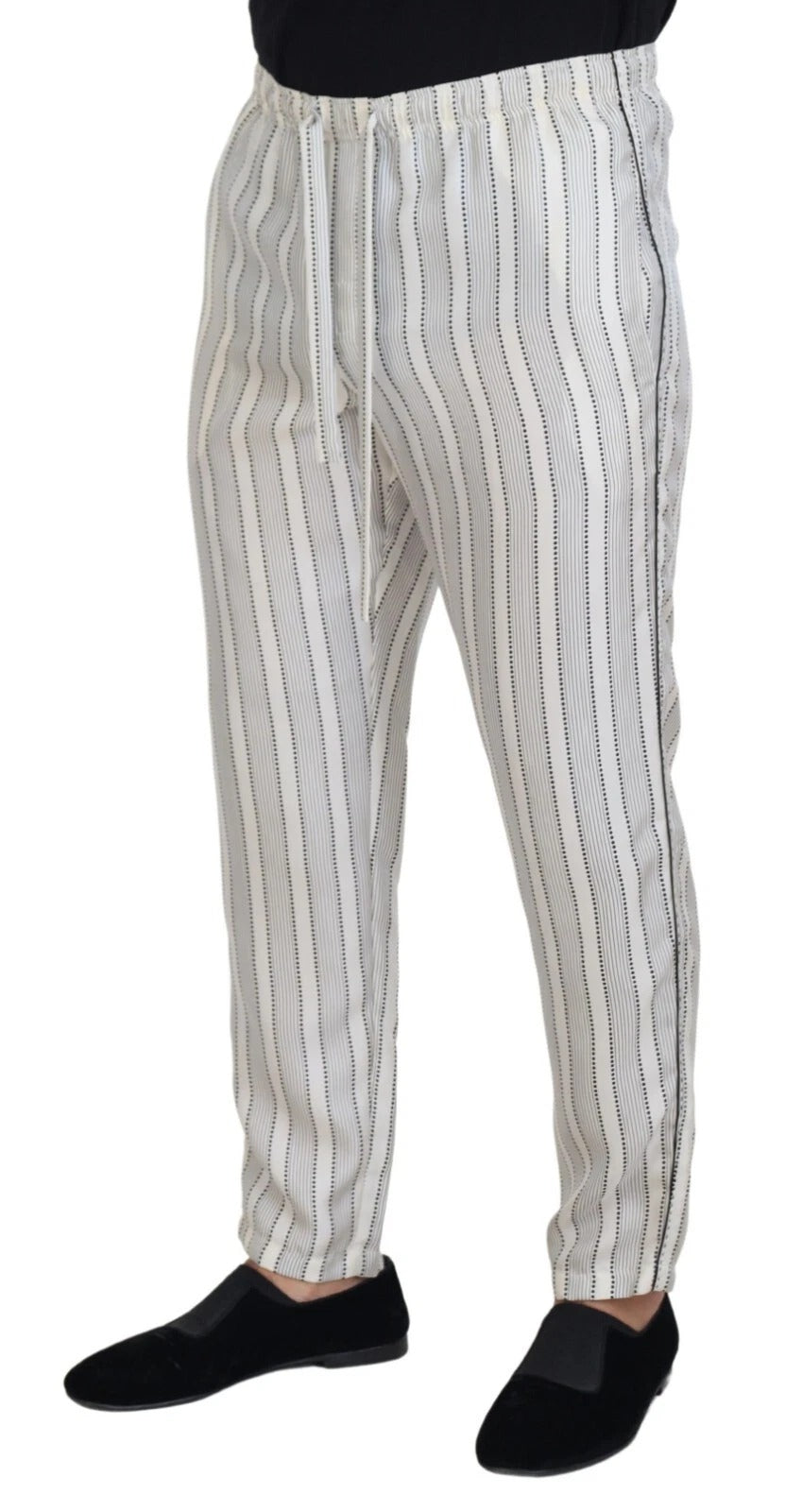Pantalon de survêtement en soie à rayures blanches Dolce &amp; Gabbana