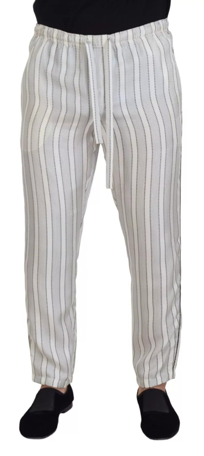 Pantalon de survêtement en soie à rayures blanches Dolce &amp; Gabbana