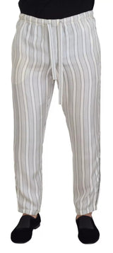 Pantalon de survêtement en soie à rayures blanches Dolce &amp; Gabbana