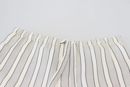 Dolce & Gabbana White Stripes Silk Lounge Trouser Pants