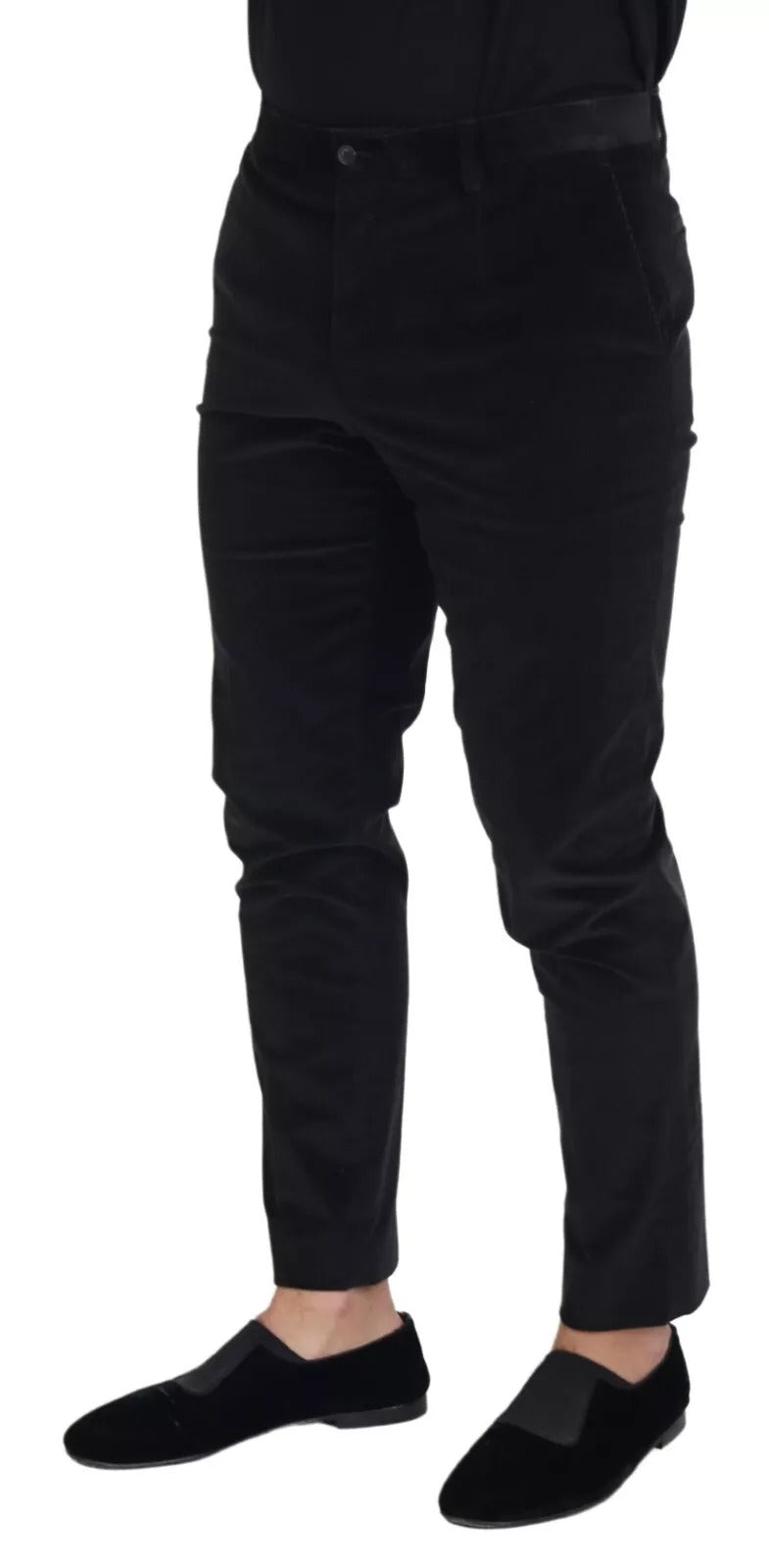 Pantalon chino slim en coton extensible noir Dolce &amp; Gabbana