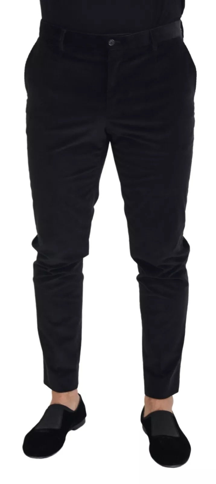 Pantalon chino slim en coton extensible noir Dolce &amp; Gabbana