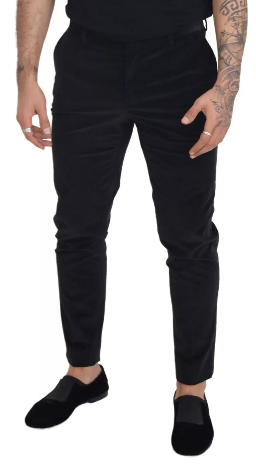 Pantalon chino slim en coton extensible noir Dolce &amp; Gabbana