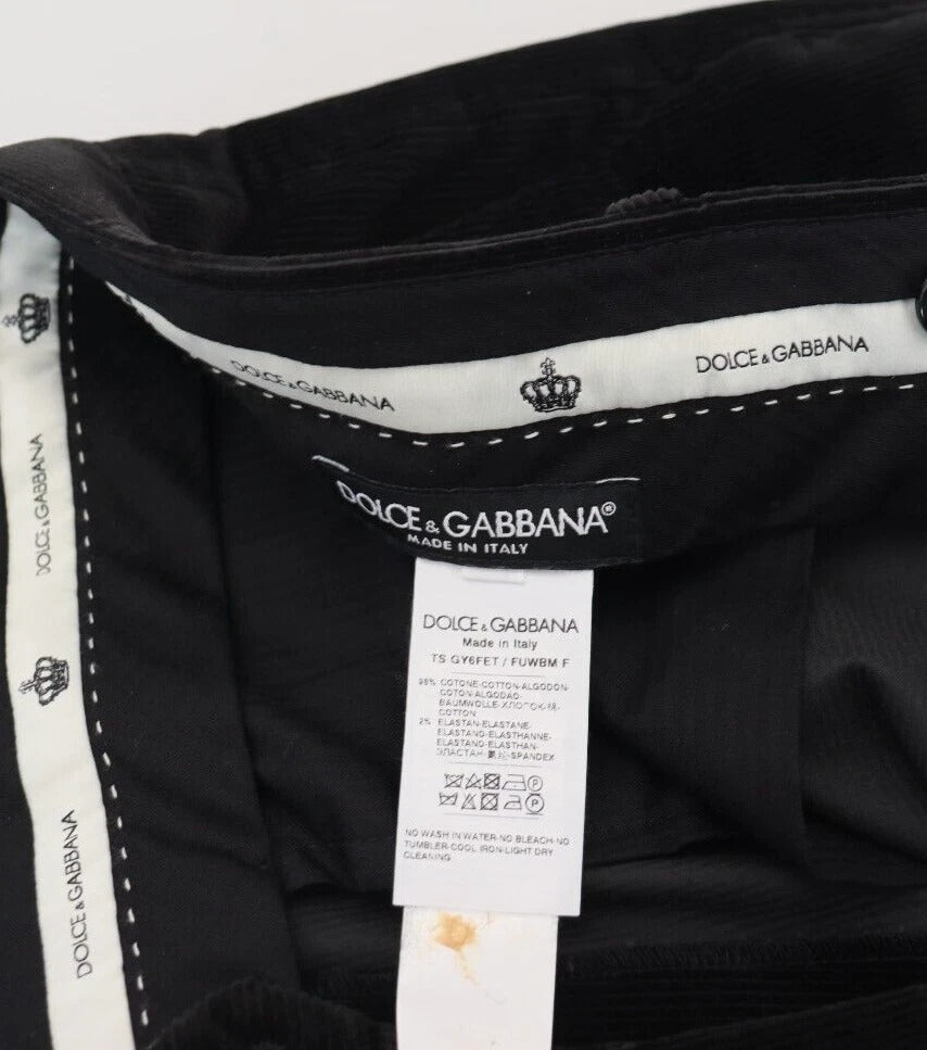 Dolce & Gabbana Black Stretch Cotton Slim Trousers Chino Pants