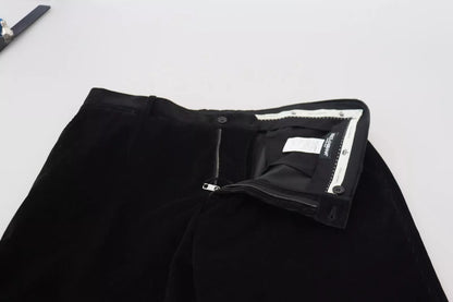 Dolce & Gabbana Black Stretch Cotton Slim Trousers Chino Pants