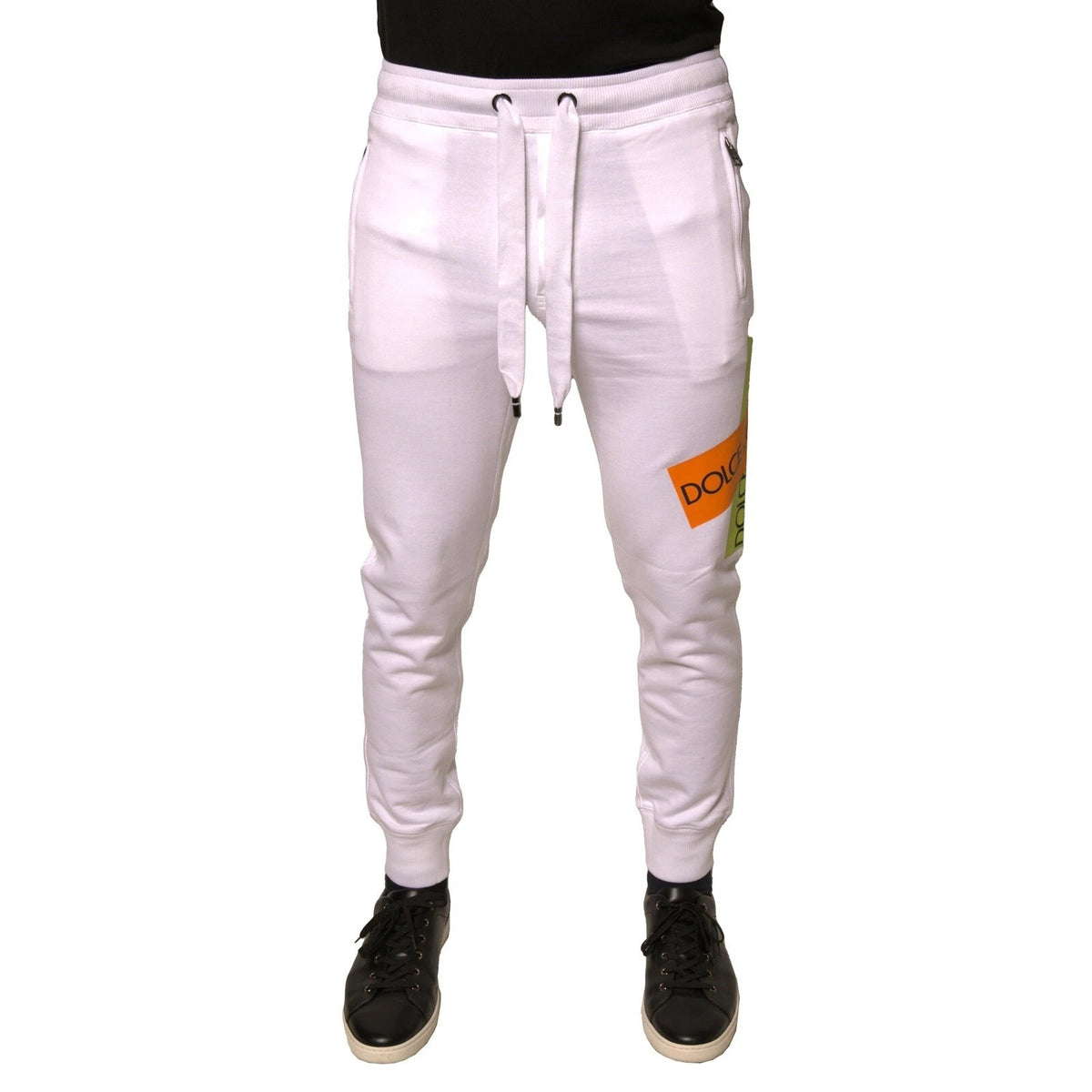 Pantalon de jogging en coton Dolce &amp; Gabbana avec bande logo blanche.