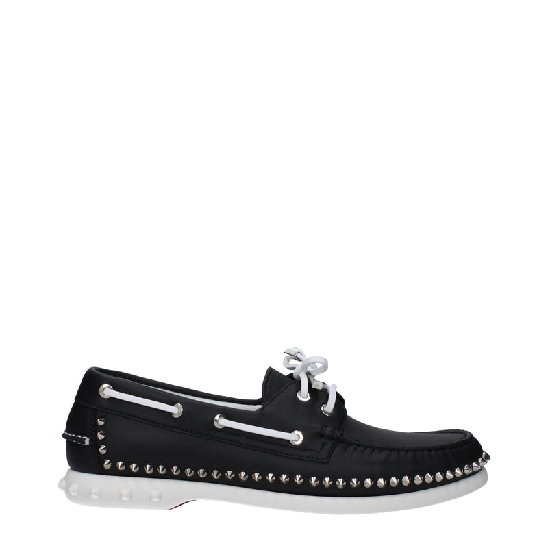 Christian Louboutin Black Leather Slip-On Loafers for Men