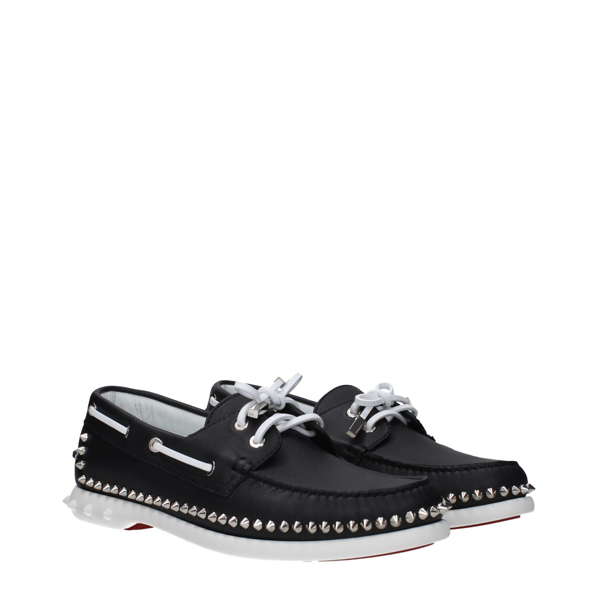 Christian Louboutin Black Leather Slip-On Loafers for Men