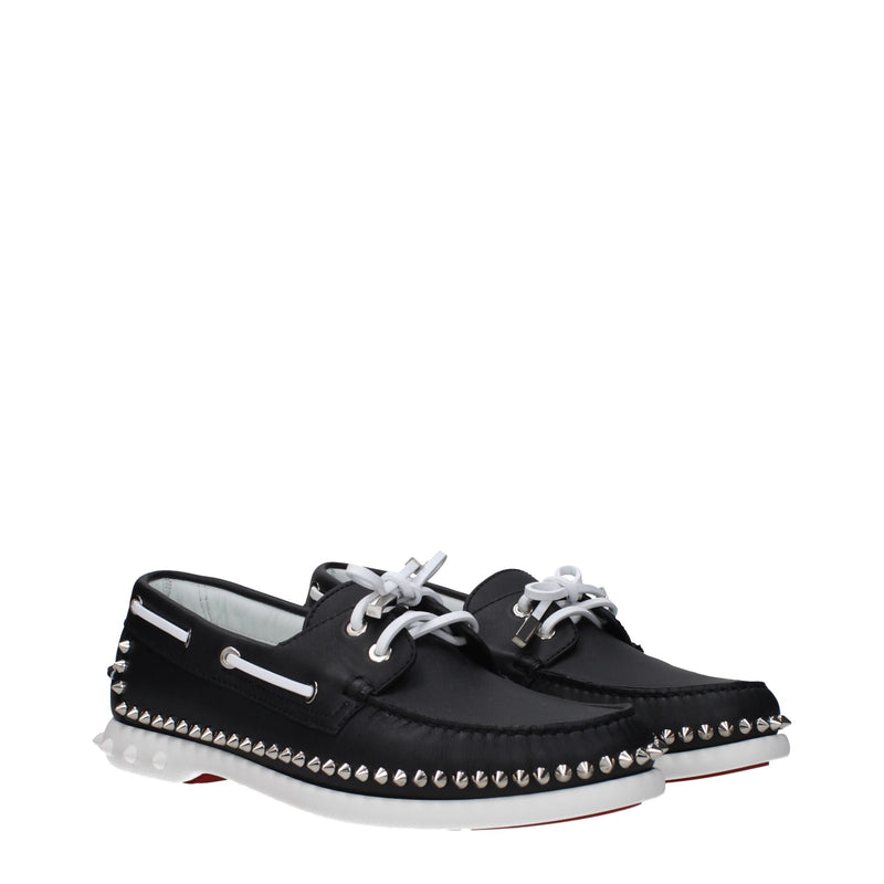 Christian Louboutin Black Leather Slip-On Loafers for Men