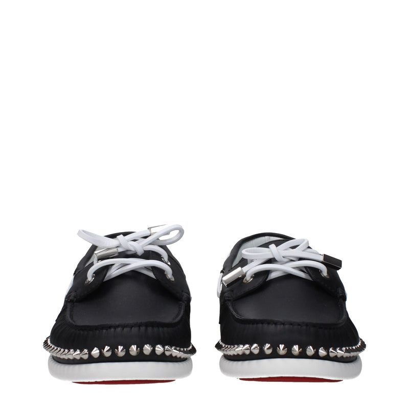 Christian Louboutin Black Leather Slip-On Loafers for Men