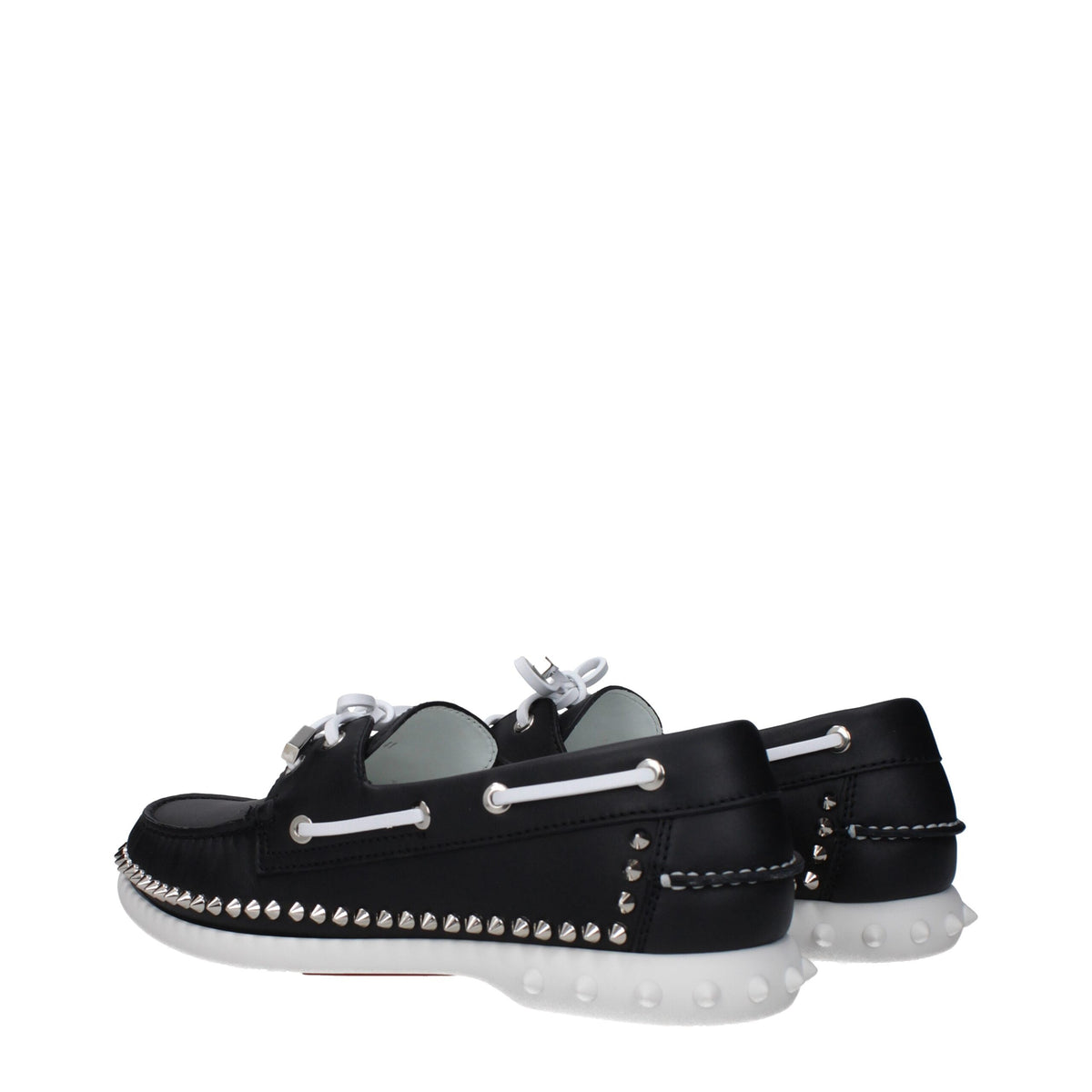 Christian Louboutin Black Leather Slip-On Loafers for Men