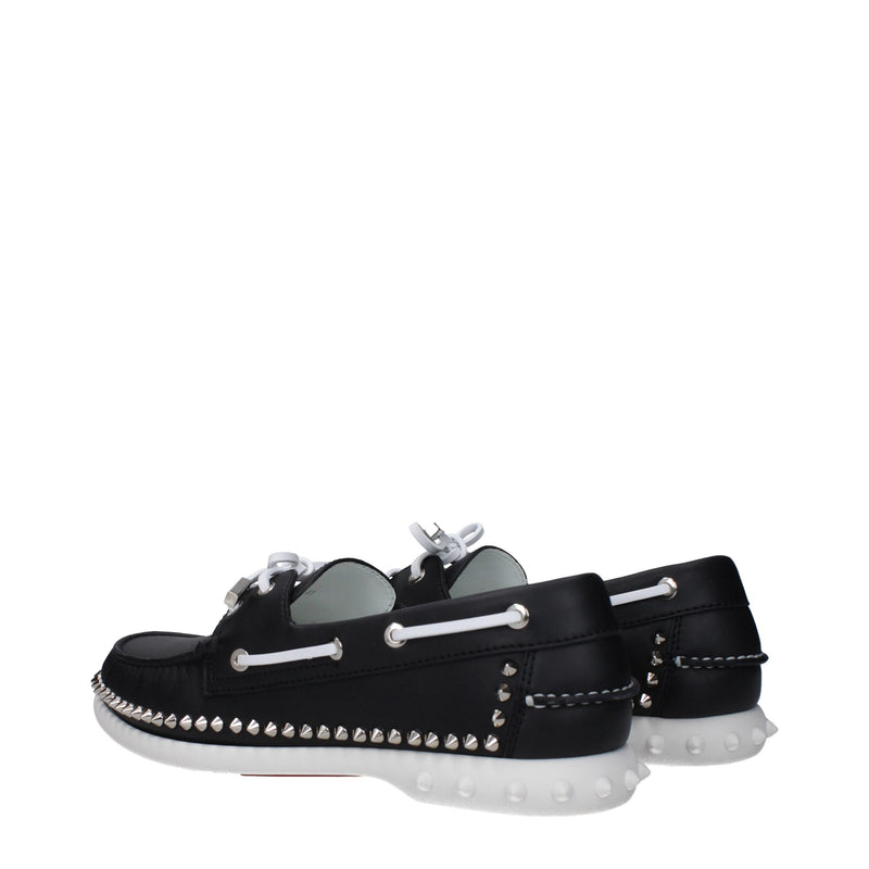 Christian Louboutin Black Leather Slip-On Loafers for Men