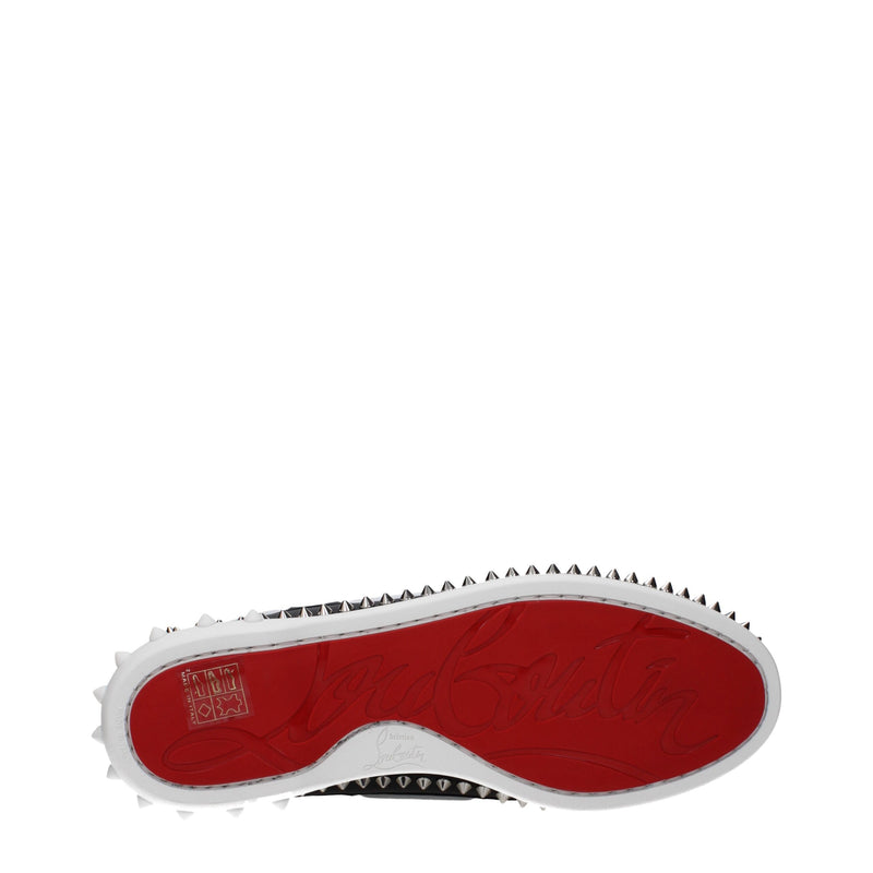 Christian Louboutin Black Leather Slip-On Loafers for Men
