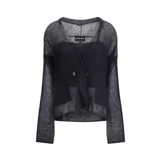 Cardigan et haut à double boutonnage de Giorgio Armani en mélange de laine et de mohair. Ensemble deux pièces.