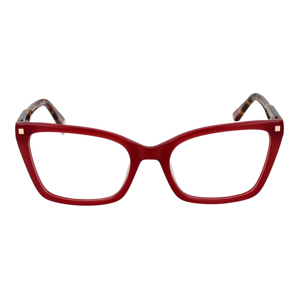 Polaroid Burgundy Women Glasses Frame - Stylish Cat-Eye Design