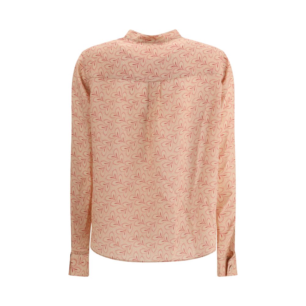 Kristina Ti Blouse with foliage print and refined stand-up collar