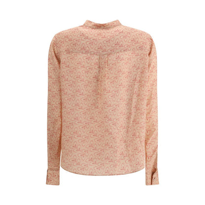 Kristina Ti Blouse with foliage print and refined stand-up collar