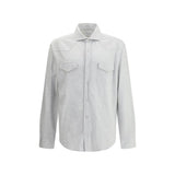 Brunello Cucinelli Chemise Tricotée Élégante en Gris Mélangé