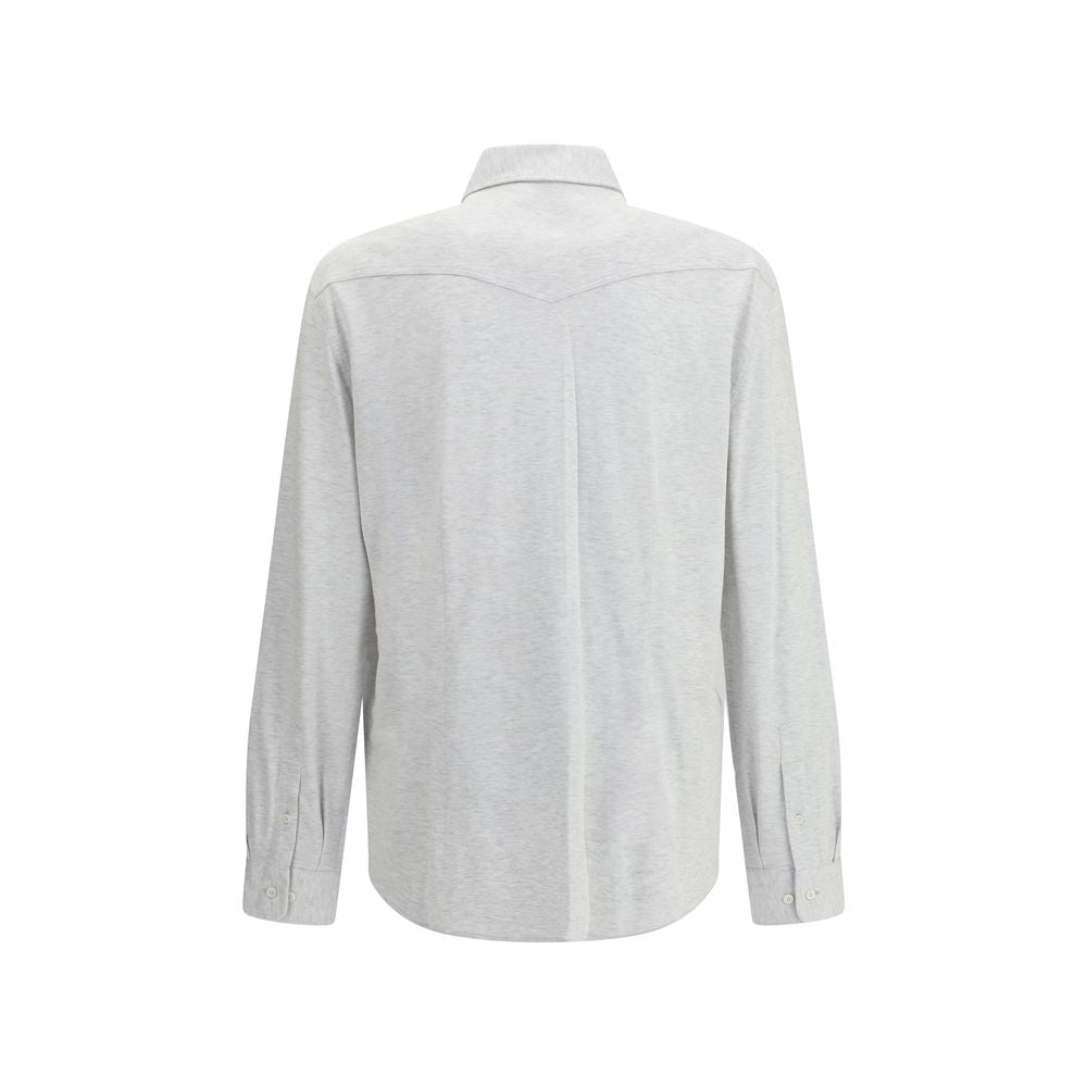 Brunello Cucinelli Chemise Tricotée Élégante en Gris Mélangé