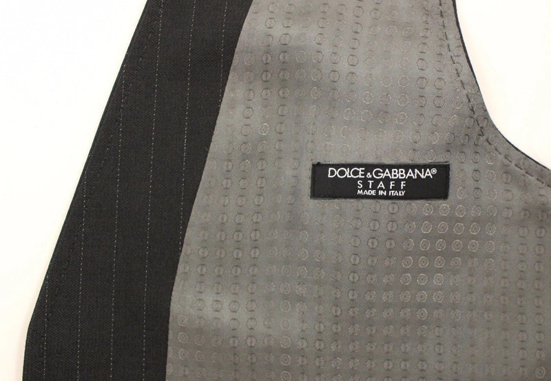 Dolce & Gabbana Gray Striped Formal Dress Gilet Vest