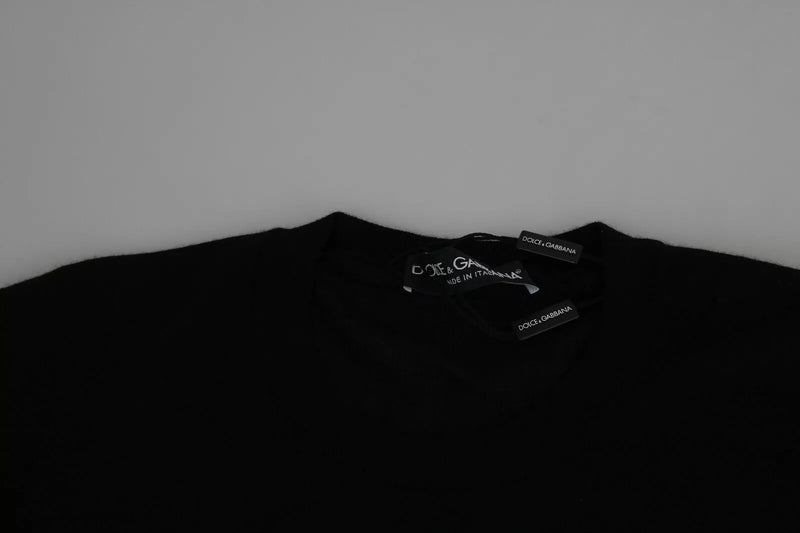 Dolce & Gabbana Black Cashmere Crewneck Pullover Sweater