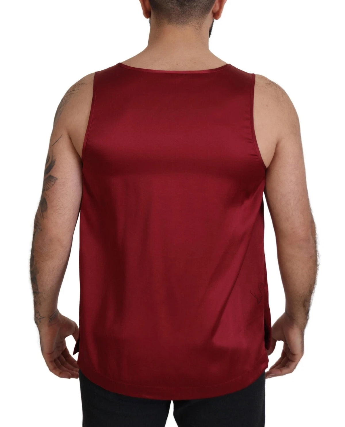 T-shirt en soie rouge à col rond et sans manches de Dolce &amp; Gabbana