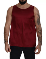 T-shirt en soie rouge à col rond et sans manches de Dolce &amp; Gabbana