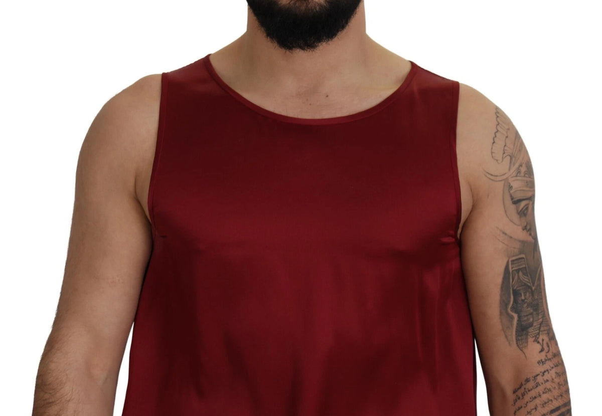 T-shirt en soie rouge à col rond et sans manches de Dolce &amp; Gabbana