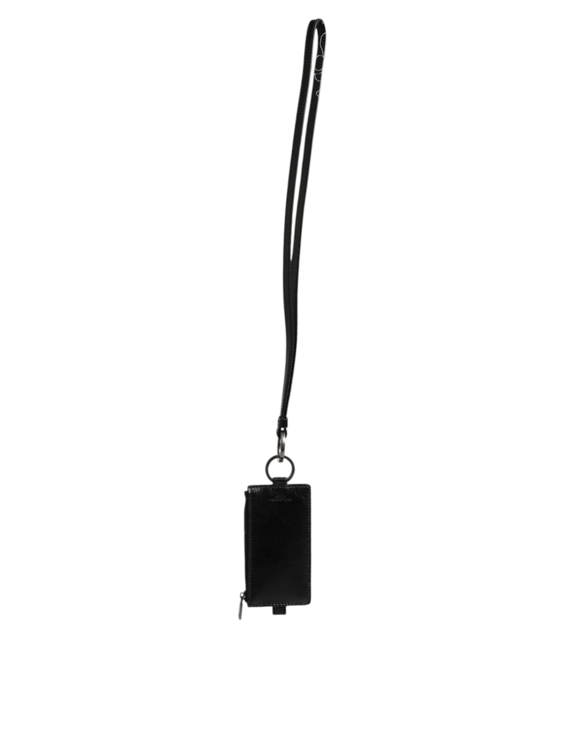 Portefeuille porte-cartes en cuir noir avec logo en relief Dolce &amp; Gabbana