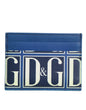 Portefeuille porte-cartes en cuir de veau bleu avec logo DG et monogramme imprimé de Dolce &amp; Gabbana