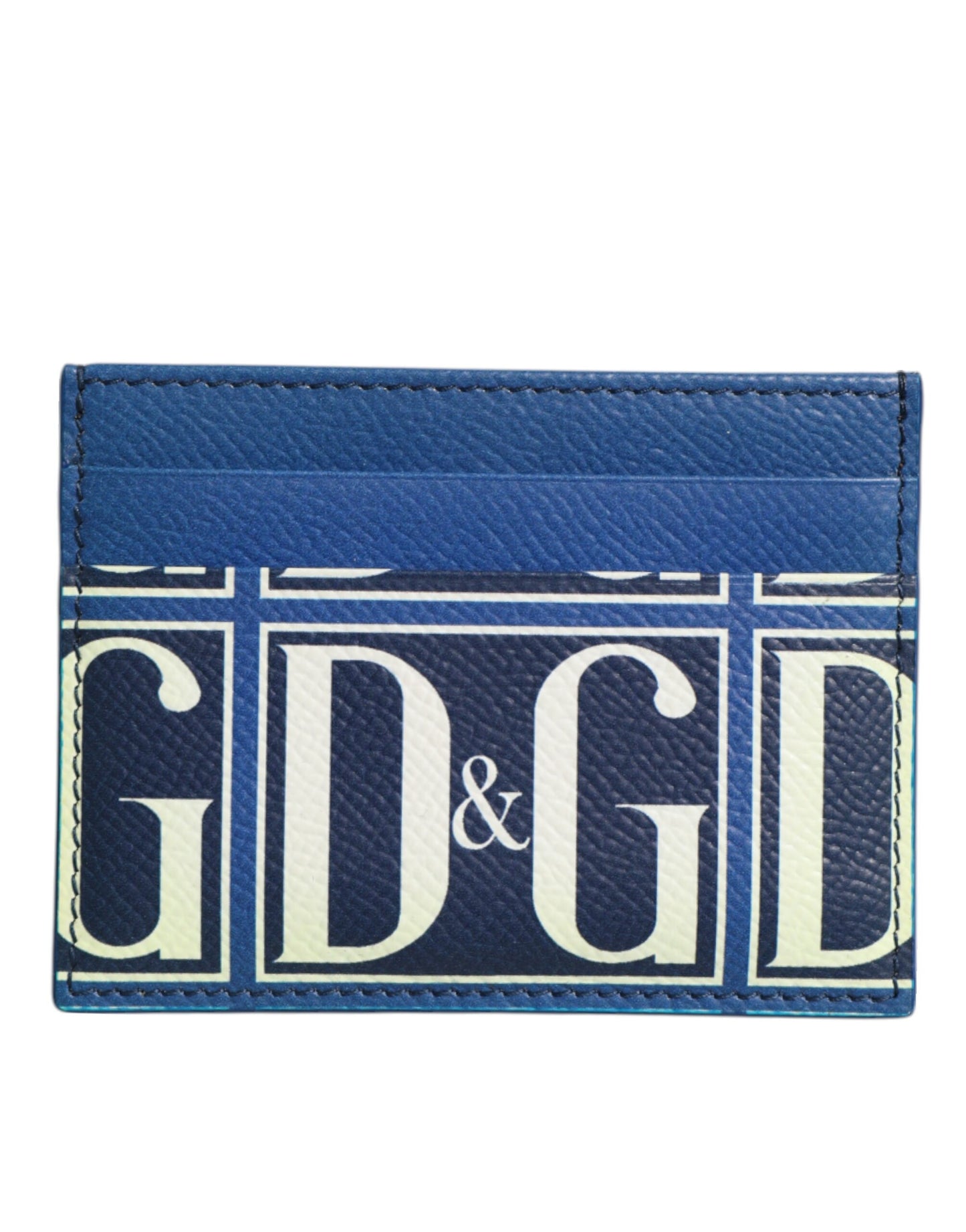 Portefeuille porte-cartes en cuir de veau bleu avec logo DG et monogramme imprimé de Dolce &amp; Gabbana