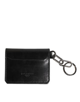 Porte-cartes et porte-clés en cuir noir avec logo en relief de Dolce &amp; Gabbana