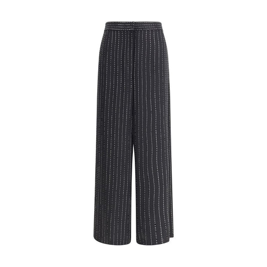 Pantalon en soie à larges jambes de Giorgio Armani avec strass