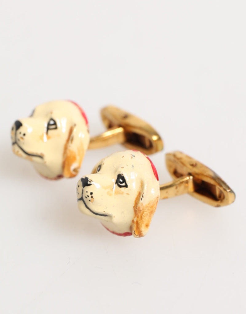 Manchette pour homme Dolce &amp; Gabbana, en laiton doré, en forme de chien/chiot.