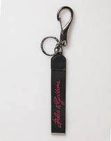 Porte-clés pour homme Dolce &amp; Gabbana en polyester noir bordeaux avec logo DG.