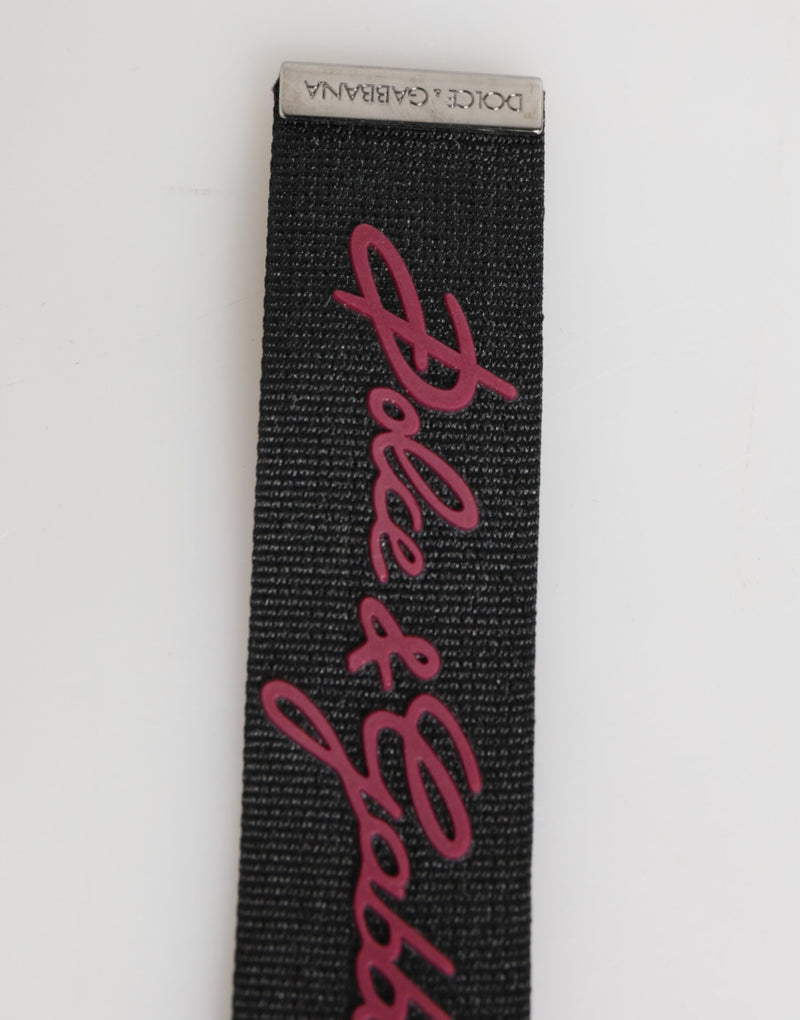 Porte-clés pour homme Dolce &amp; Gabbana en polyester noir bordeaux avec logo DG.