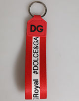 Dolce & Gabbana Porte-clés Logo Rouge Polyester Laiton Argenté